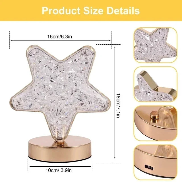 Bedroom Crystal Touch Dimming Night Light Girls Room Home Decor Aesthetics USB Bedside LED Ambient Table 3D Moon Lamp